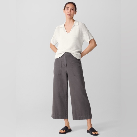 EILEEN FISHER Garment-Dyed Utility Cotton Wide-Leg pant Sz XS